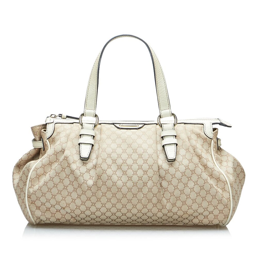 Celine Macadam Tote Handbag in Brown Canvas Leather Ladies